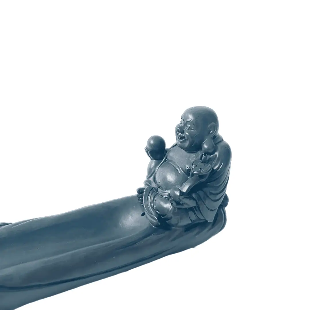 grinende Buddha røgelsespinde holder