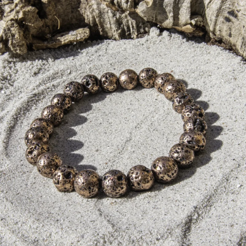 Kobberfarvet Lava armbånd 8 mm