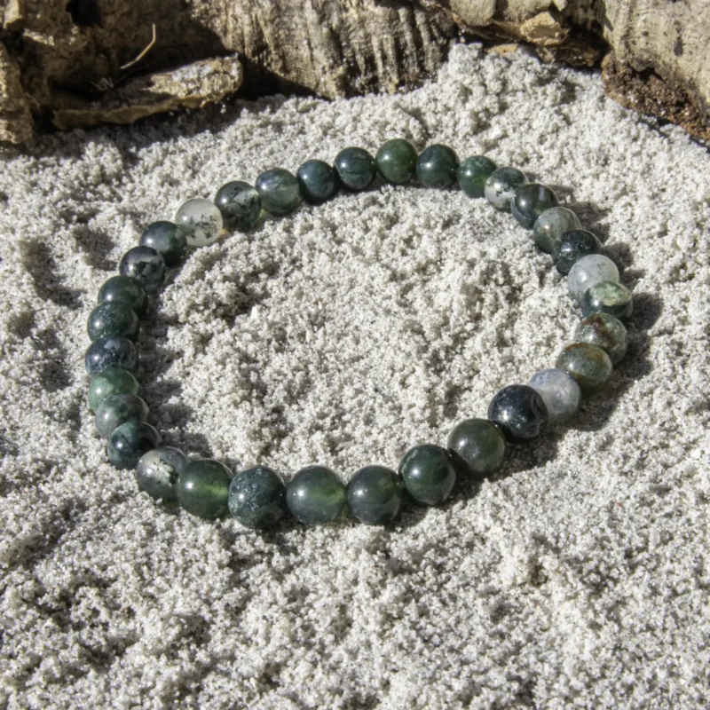 Mos agat armbånd 6 mm