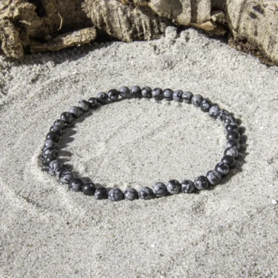 Snefnug Obsidian armbånd 4 mm
