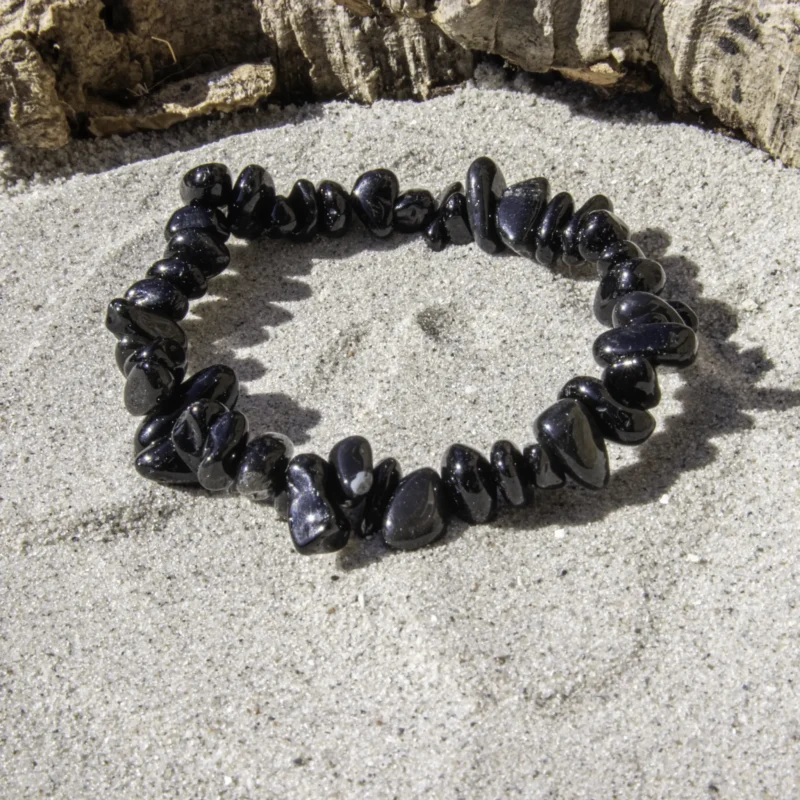 Guld Obsidian Chip armbånd