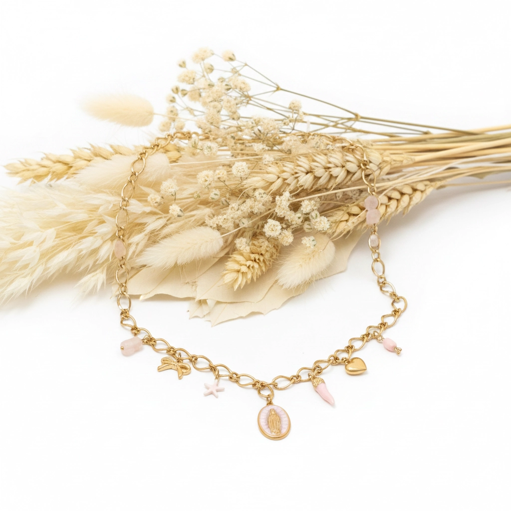 Rosakvarts | Krystal Halskæde | Chip | ca. 45 cm.