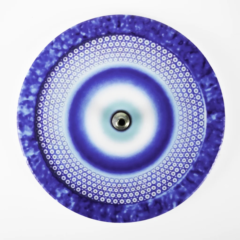 Indigo farvet rund røgelsesholder