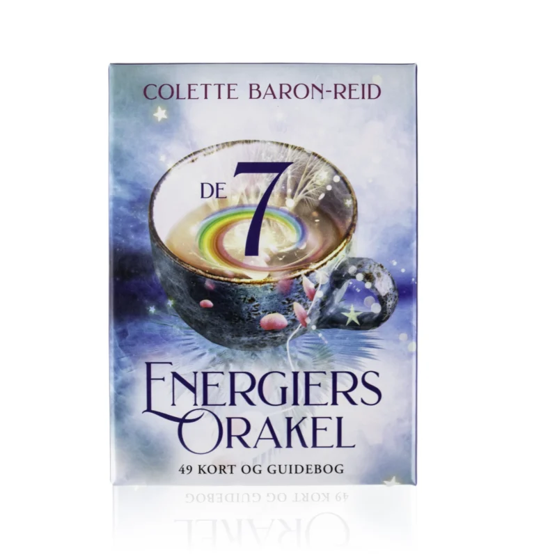 De 7 energiers orakel i emballage med et stort 7-tal med en regnbue drejende rundt om