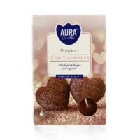 Pap emballage til Passion Duft Fyrfadslys med billede af 2 hjerter påtrykt