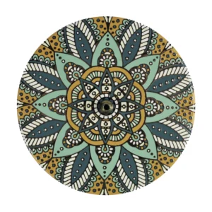 sacred blossom røgelsesholder i mandala design med grønne og orange nuancer