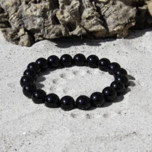 sort obsidian 10 mm armbånd I sort farve