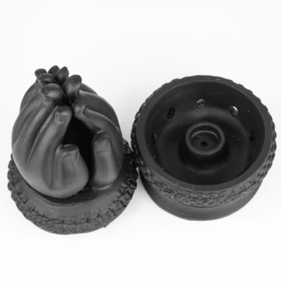 Namaste Hænder | Backflow & Røgelsespind Holder | Sort Keramik 1