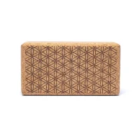 livets blomst kork blok yoga i naturfarve med sort print