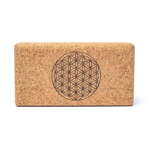 livets blomst mandala kork blok i naturfarve med sort print