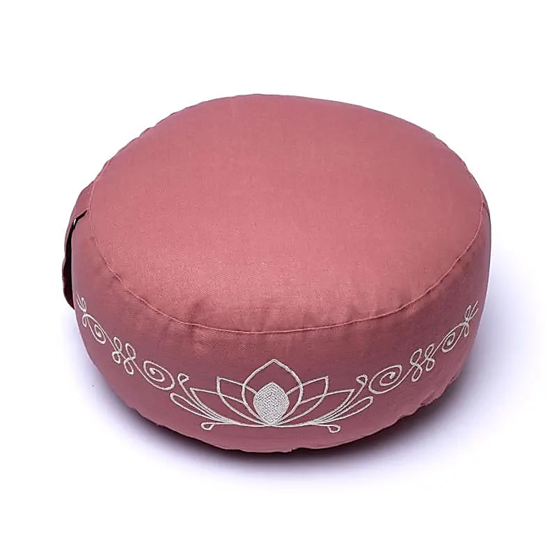 pink lotus meditationspude med sølv lotus
