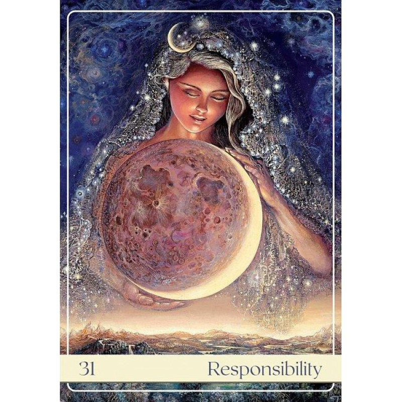 angelic vibrations oracle orakelkort med kvinde der holder månen