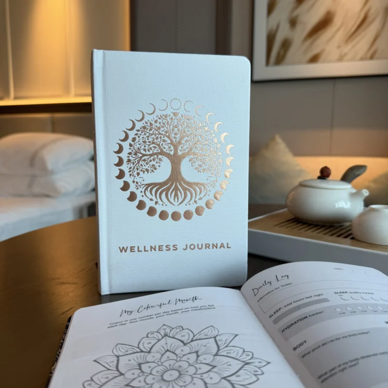 Tree of Life wellbeing journal i hvid og rosaguld