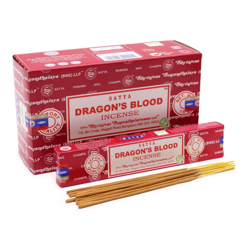 dragons blood røgelsespinde satya i rød æske