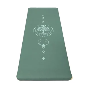 grøn livets træ yogamåtte med print
