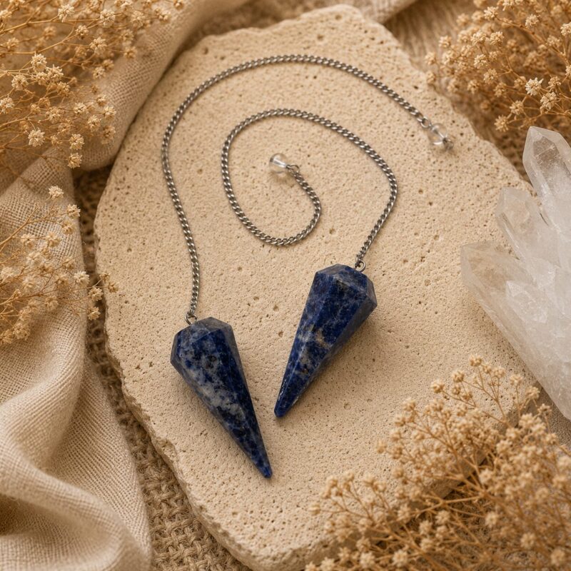 Sodalit | Pendul | 3,5 x 2 cm. | Rustfrit Stål