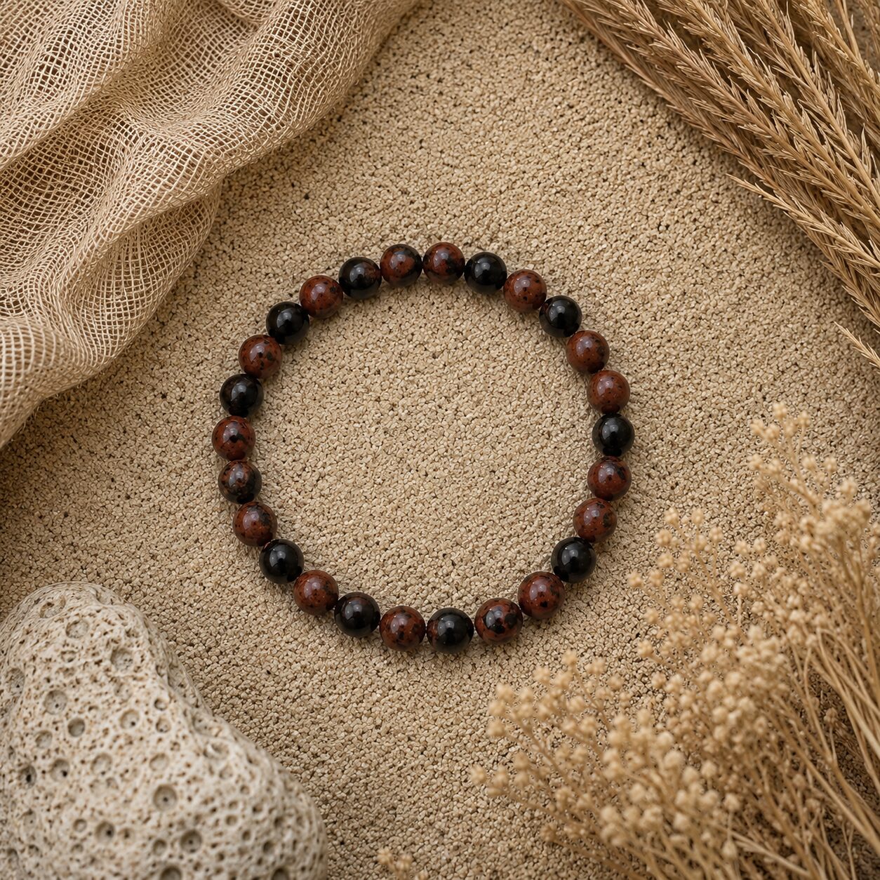 mahogni obsidian 6 mm armbånd